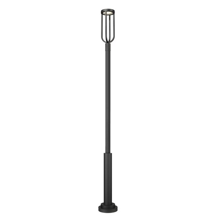 Z-Lite Leland Outdoor Post Mounted Fixture, 1-Light, 12 In.W x 118.25 In.H, Sand Black/Sand Blast 5005PHB-5010P-BK-LED